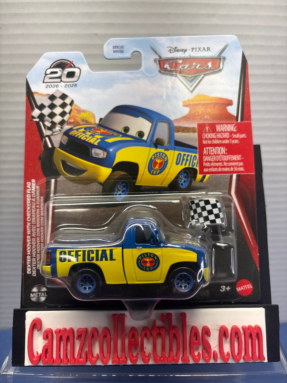 Disney Pixar Cars 20th Anniversary Dexter Hoover with Checkered Flag