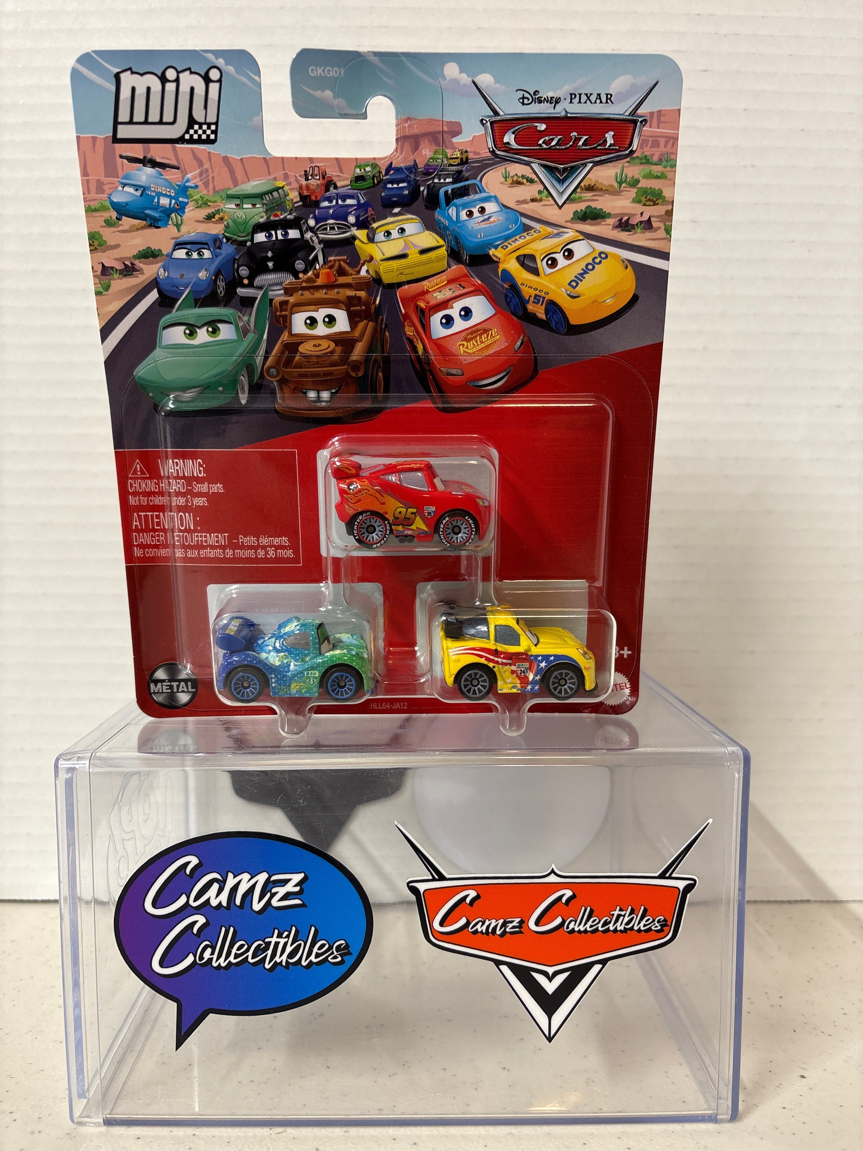 Disney Pixar Cars Mini Racers - Jeff Gorvette, Lightning McQueen w/racing wheels & Carla Veloso