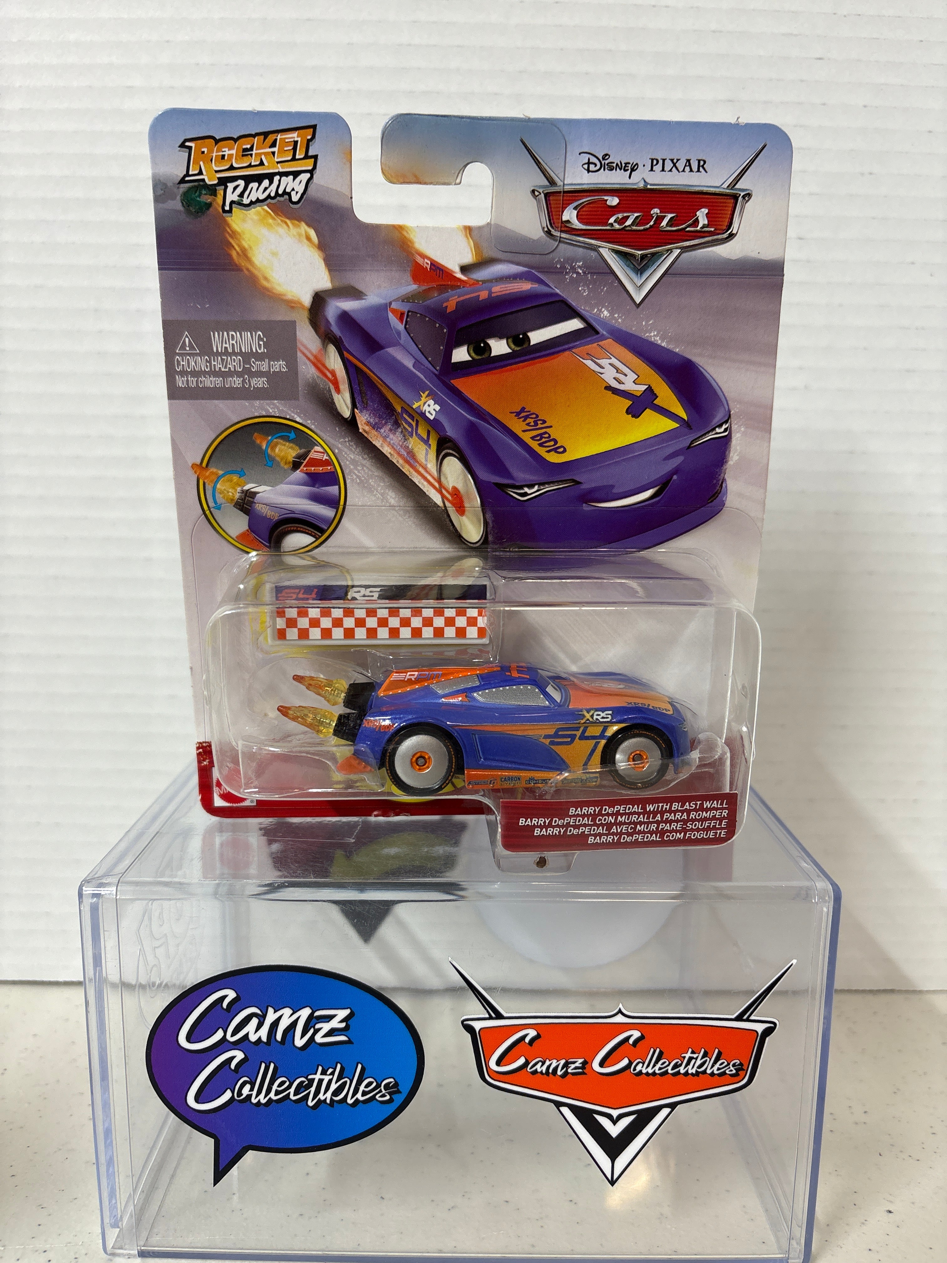Disney Pixar Cars Rocket Racing XRS Barry DePedal with Balst Wall