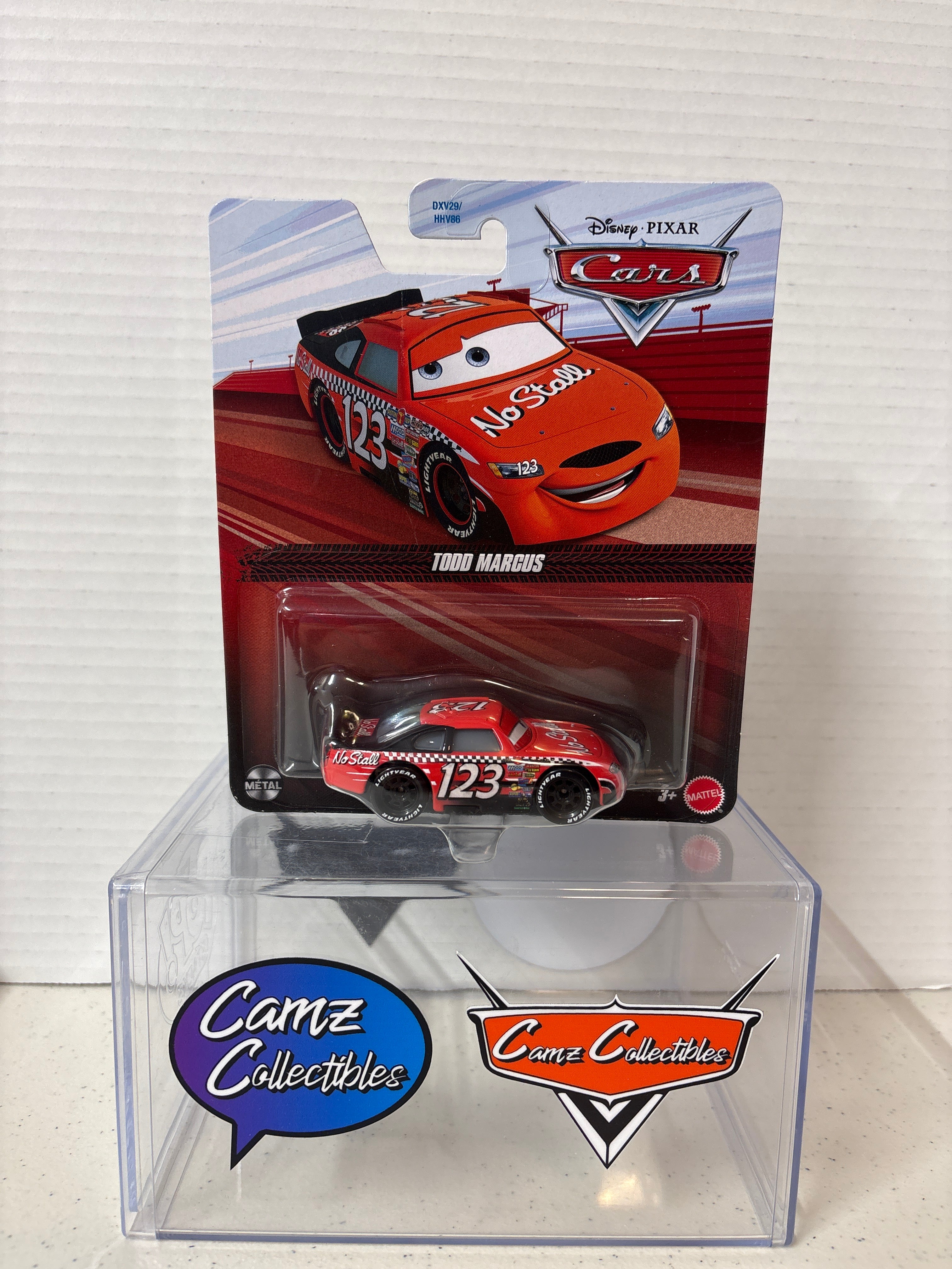 Disney Pixar Cars Todd Marcus 123 No Stall 2026 release on 2021 metal card
