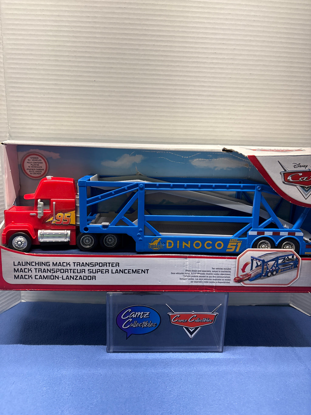 Disney Pixar Cars Launching Mack Transporter Dinoco Cruz Ramirez Trailer VHTF