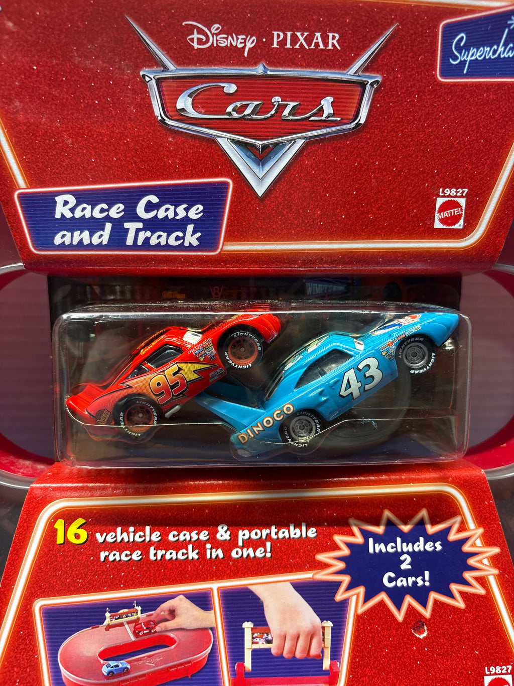 Disney Pixar Cars Supercharged Rare Race Case and Track with Lightning McQueen and King