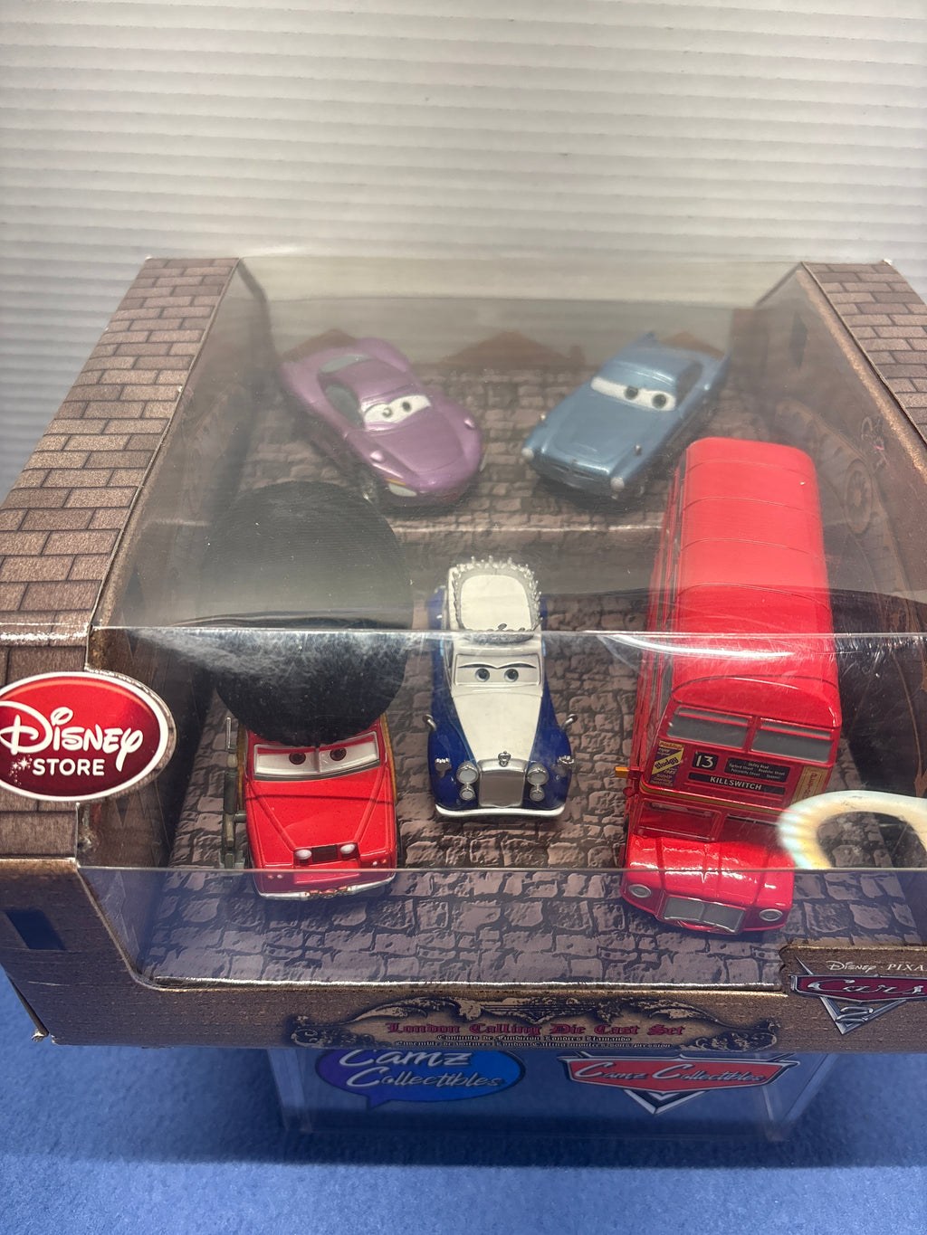 Disney Pixar Cars 2 Disney Store London Calling Die Cast Set Holley, Finn, Double Decker Bus, The Queen, Sgt. Hightower