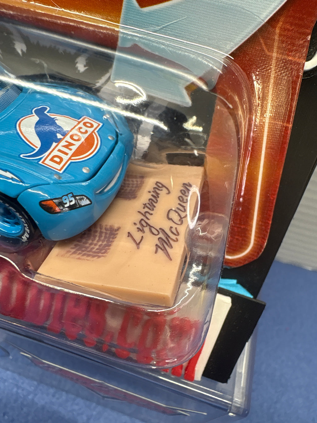 Disney Pixar Cars lenticular eyes Dinoco Lightning McQueen with Celebrity Signature (Chase)
