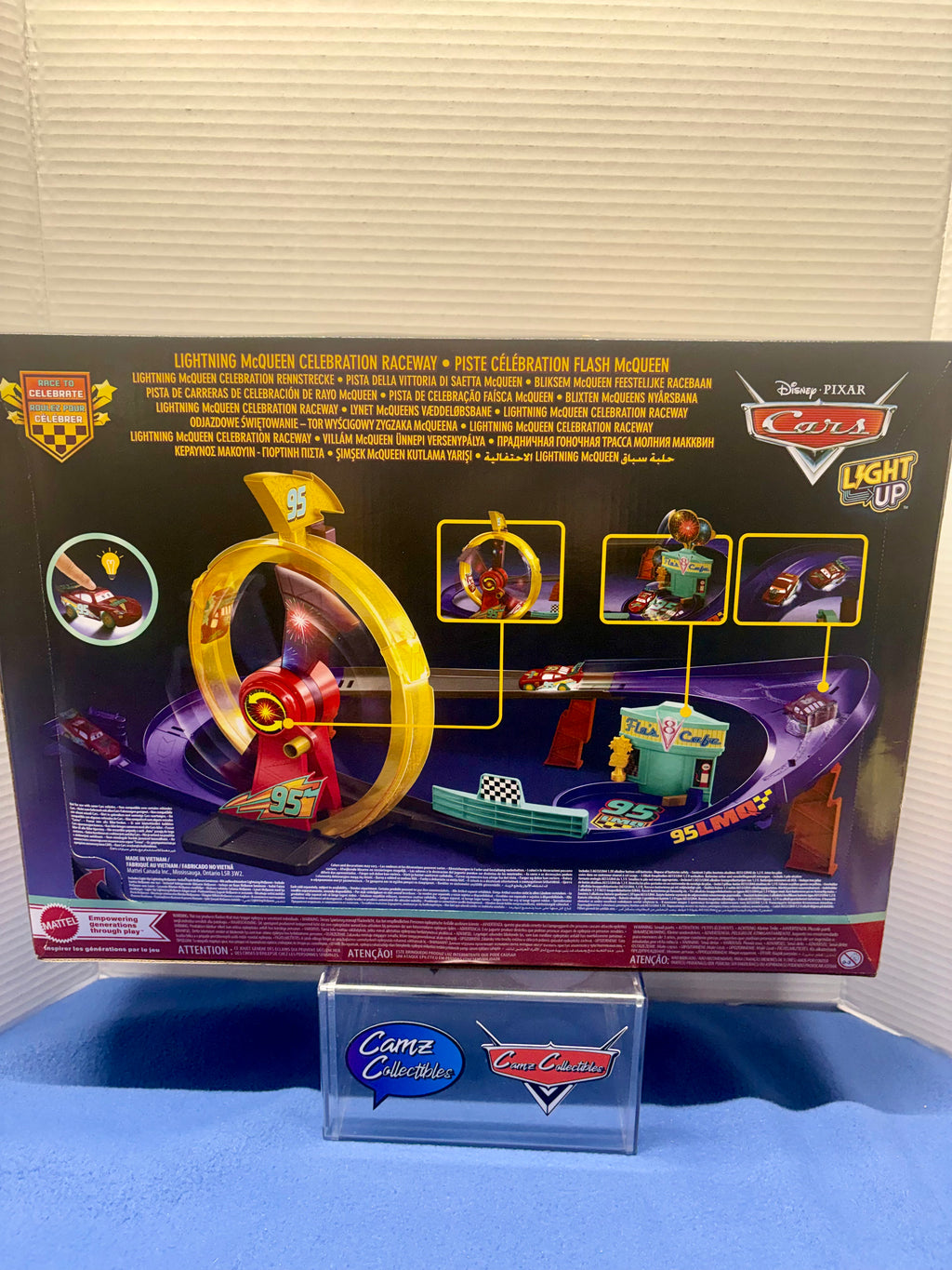 Disney Pixar Cars Race to Celebrate Lightning McQueen Celebration Raceway incudes Light Up McQueen