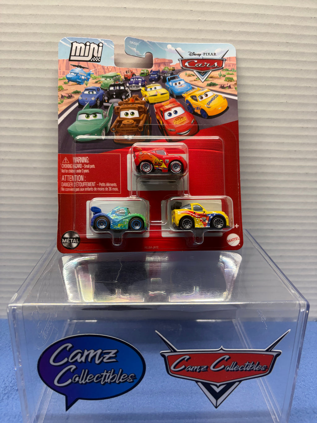 Disney Pixar Cars 3 Pack Mini Racers Case 964J - Jeff Gorvette, Lightning McQueen with Racing Wheels, Carla Veloso