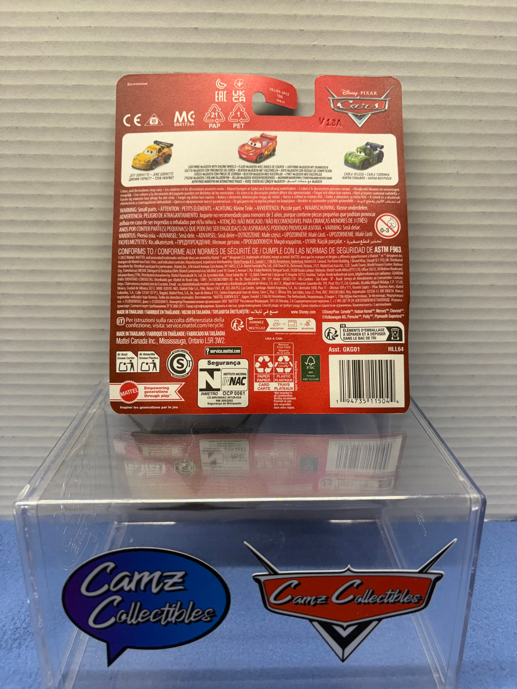 Disney Pixar Cars 3 Pack Mini Racers Case 964J - Jeff Gorvette, Lightning McQueen with Racing Wheels, Carla Veloso