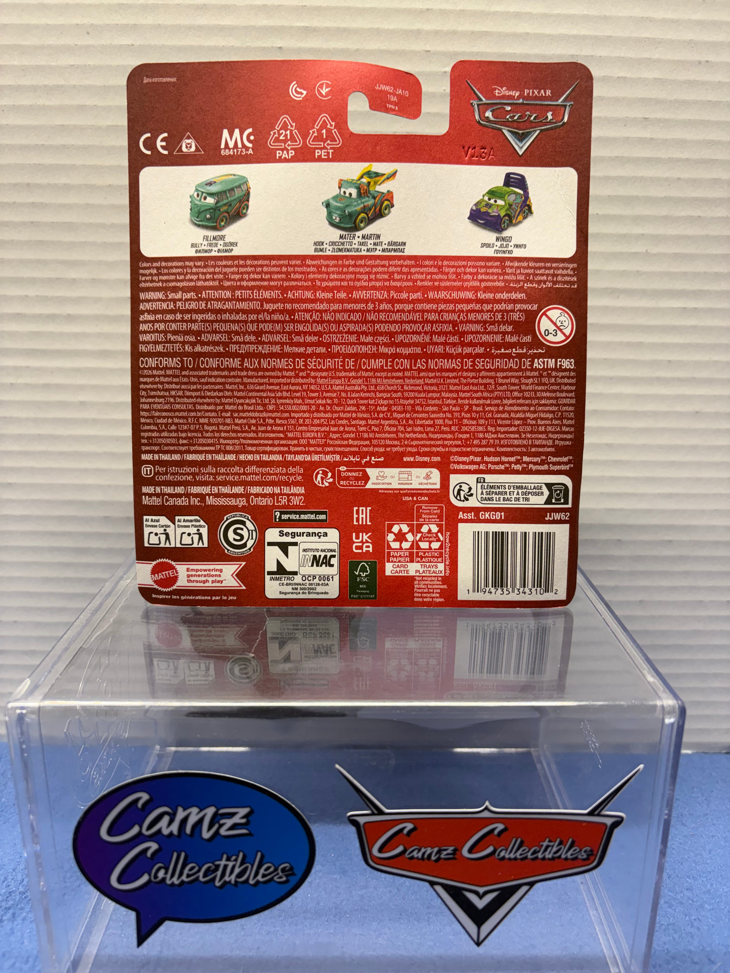 Disney Pixar Cars 3 Pack Mini Racers Case 964J - Race to Celebrate Fillmore, Mater, and Wingo