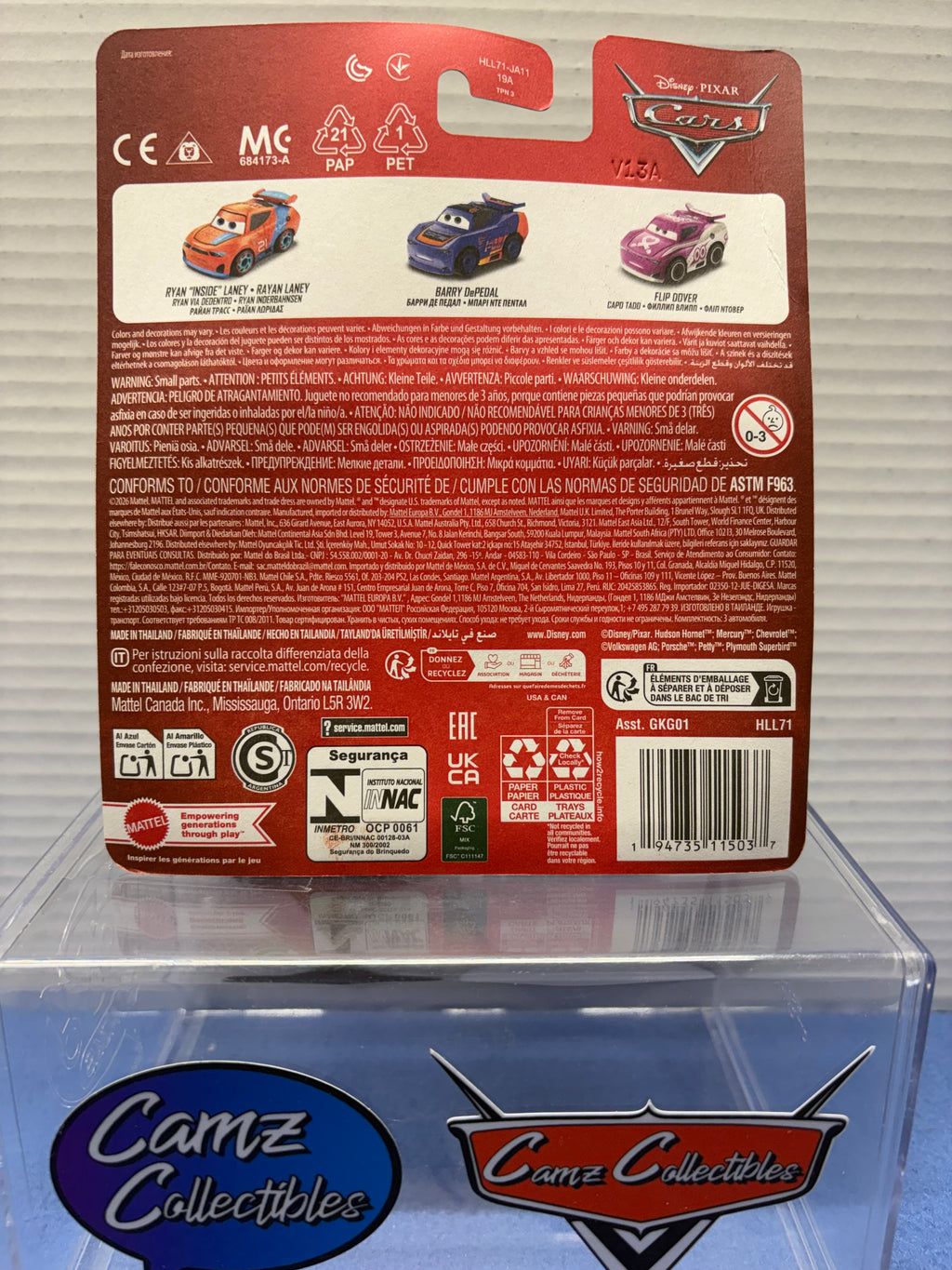 Disney Pixar Cars 3 Pack Mini Racers Case 964J - Ryan "Inside" Laney, Barry DePedal, and Flip Dover
