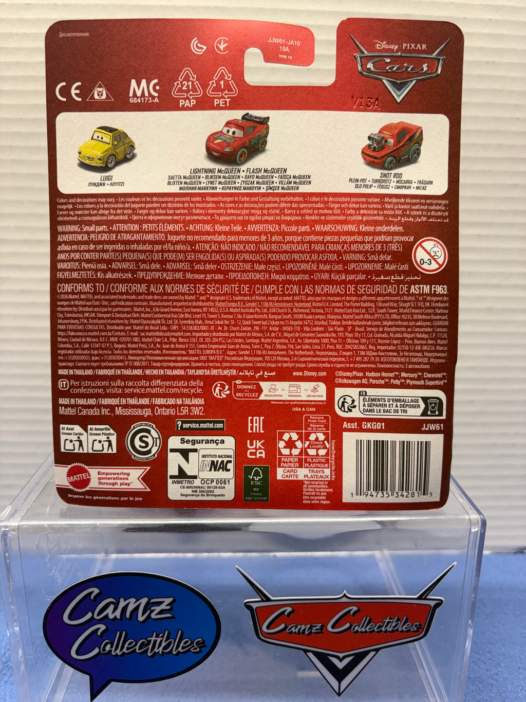 Disney Pixar Cars 3 Pack Mini Racers Case 964J - Race to Celebrate Luigi, Lightning McQueen and Snot Rod