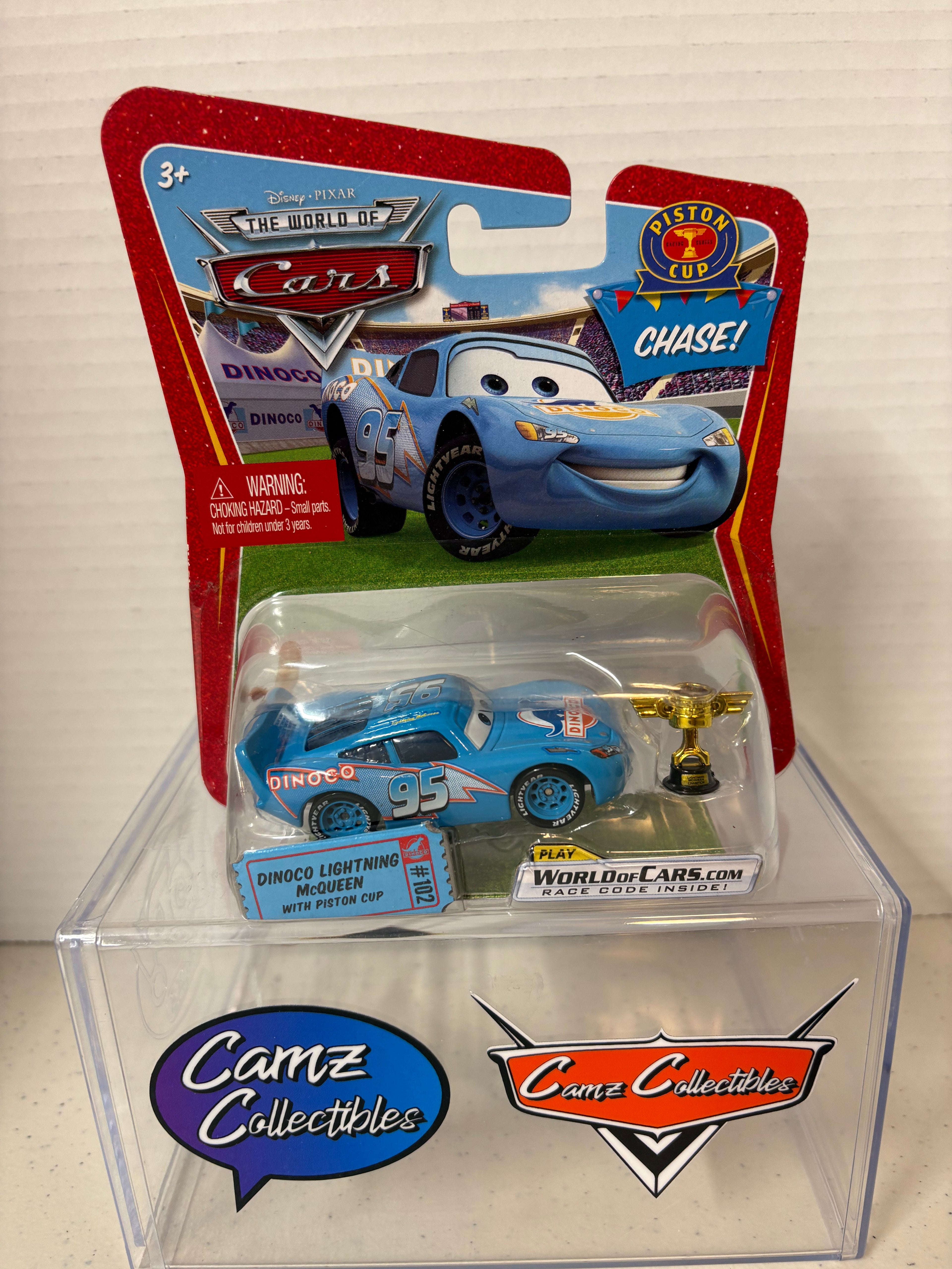 Disney Pixar Cars World of Cars Dinoco Lightning McQueen with Piston Cup (Chase)