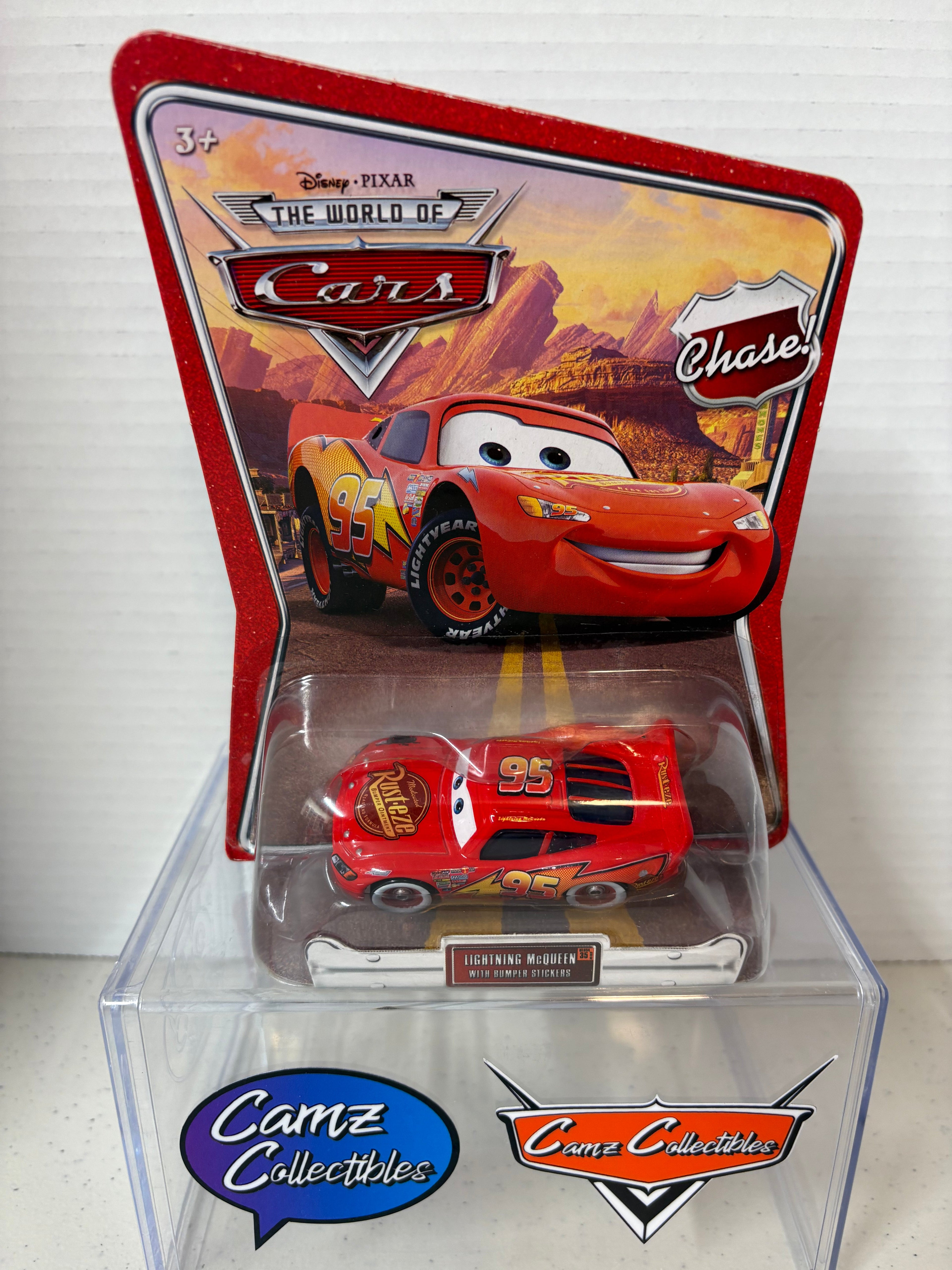 Disney Pixar Cars World of Cars Lightning McQueen with bumper stickers (chase)