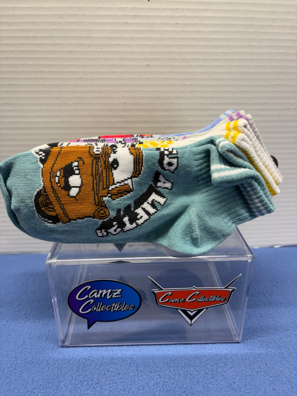 Mater design on teal Disney Pixar Cars ankle socks