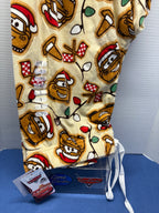 Cream Disney Pixar Cars holiday pajama pants with Mater, Lightning McQueen, Santa hats and Christmas lights