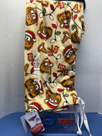 Fuller view of cream Cars Christmas pajama pants with white drawstring