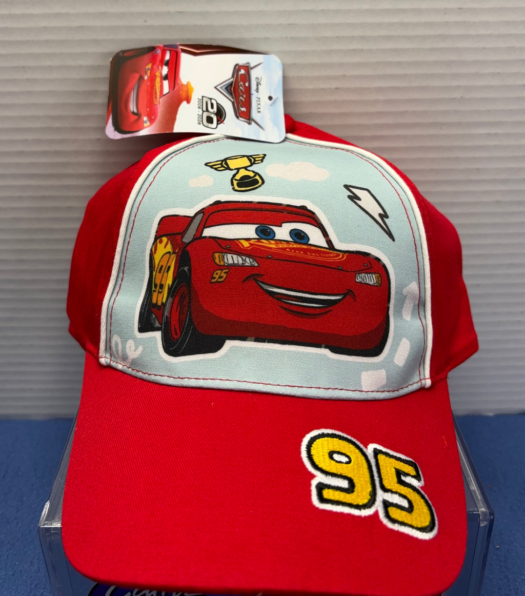 Disney Pixar Cars Lightning McQueen kids hat with embroidered 95 and 20th Anniversary hangtag