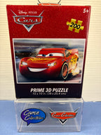 Disney Pixar Cars Lightning McQueen Prime 3D puzzle packaging showing 200 pieces and 15 by 10 inch size