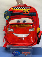 Disney Pixar Cars Lightning McQueen red light-up backpack with Rust-eze front pocket and number 95