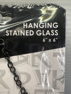 Packaging detail identifying the Cars hanging stained glass as 6 by 6 inches