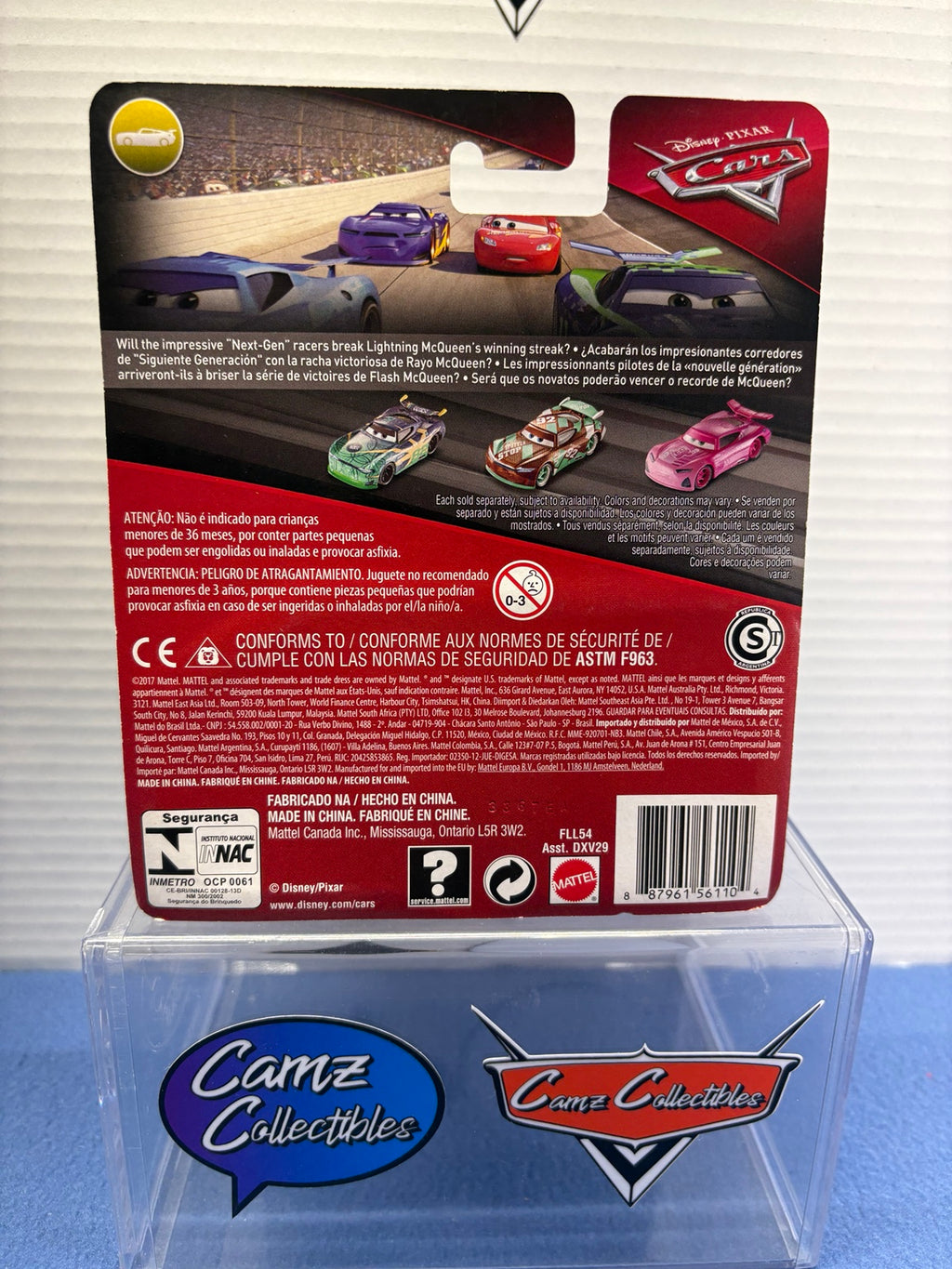 Disney Pixar Cars 3 Rich Mixon carded diecast back packaging