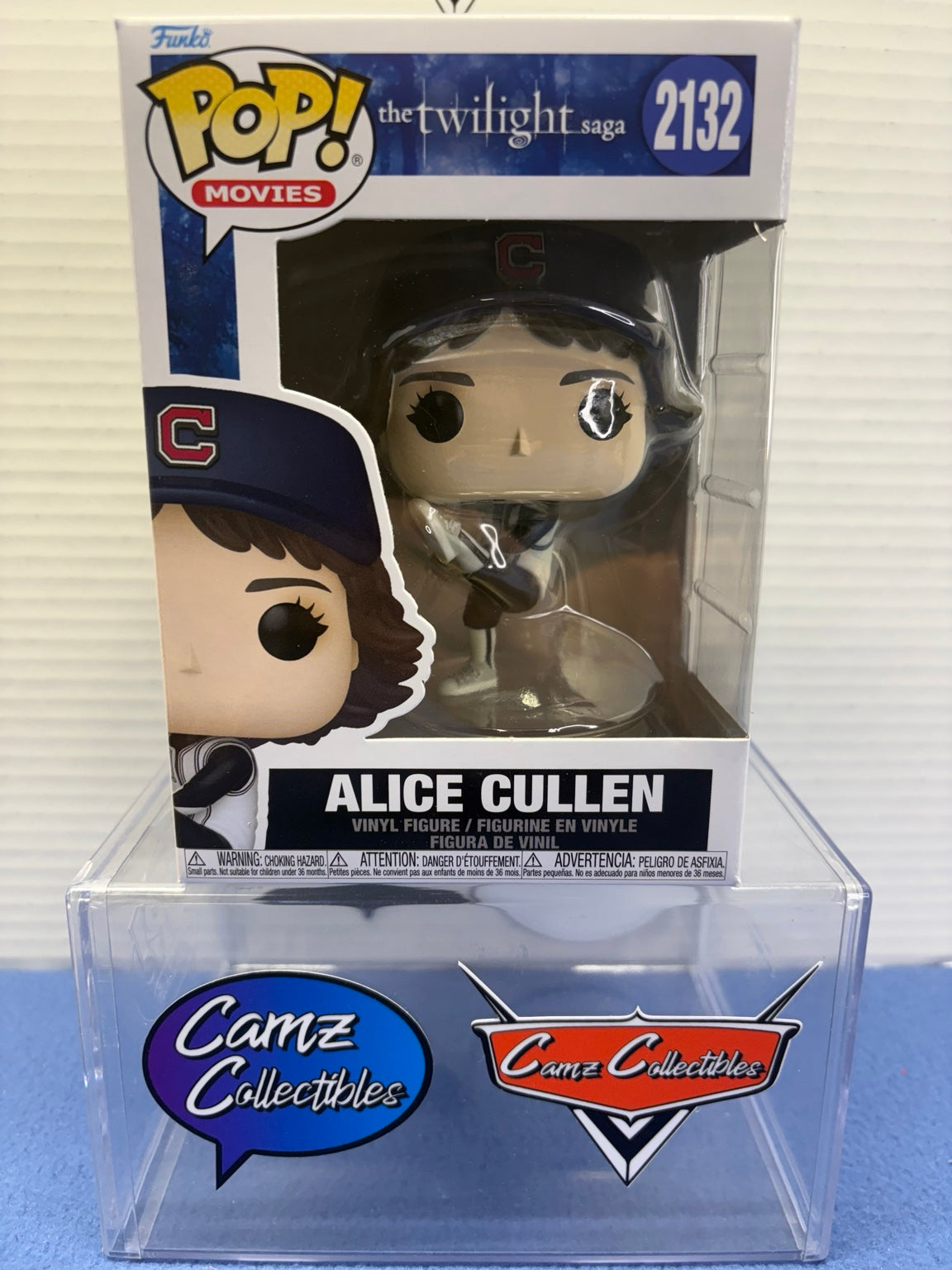 Funko Pop Movies The Twilight Saga Alice Cullen number 2132 vinyl figure wearing a baseball cap and uniform in its window box